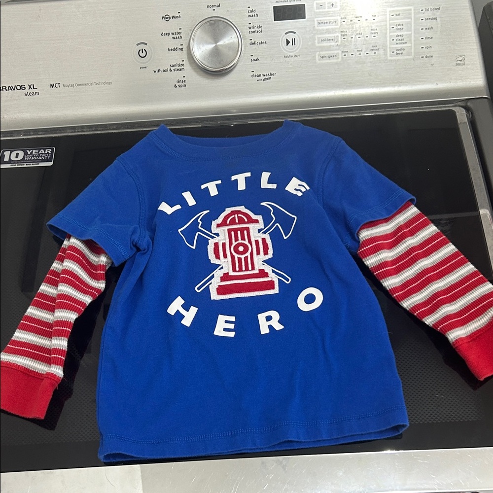 Boys 3T long sleeve shirt top first responder firefighter hero